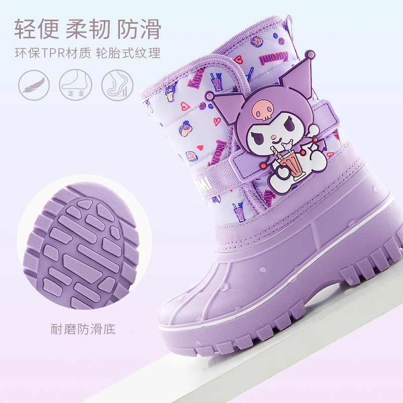 Hello Kitty Kawaii Kids Snowboots Regenschoenen Sanrios Kuromi Cinnamoroll Anime Cartoon Rubberen Laarzen Meisjes Waterdicht Antislip