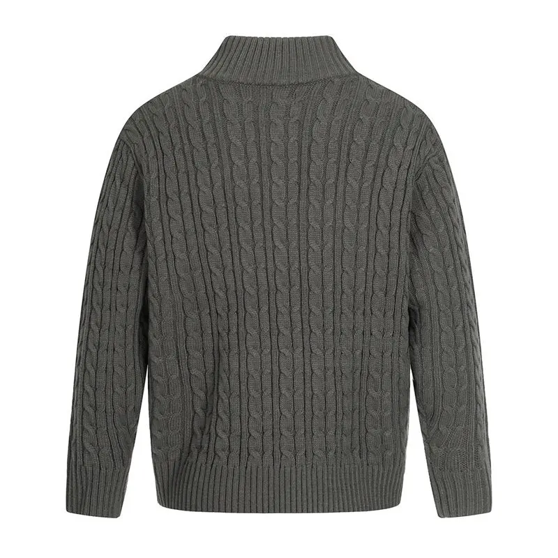 Autumn Winter Korean Streetwear Vintage Short Fashion Knitted Sweaters Men Women Loose Stand Collar Weave Sweater Jumpers Tops