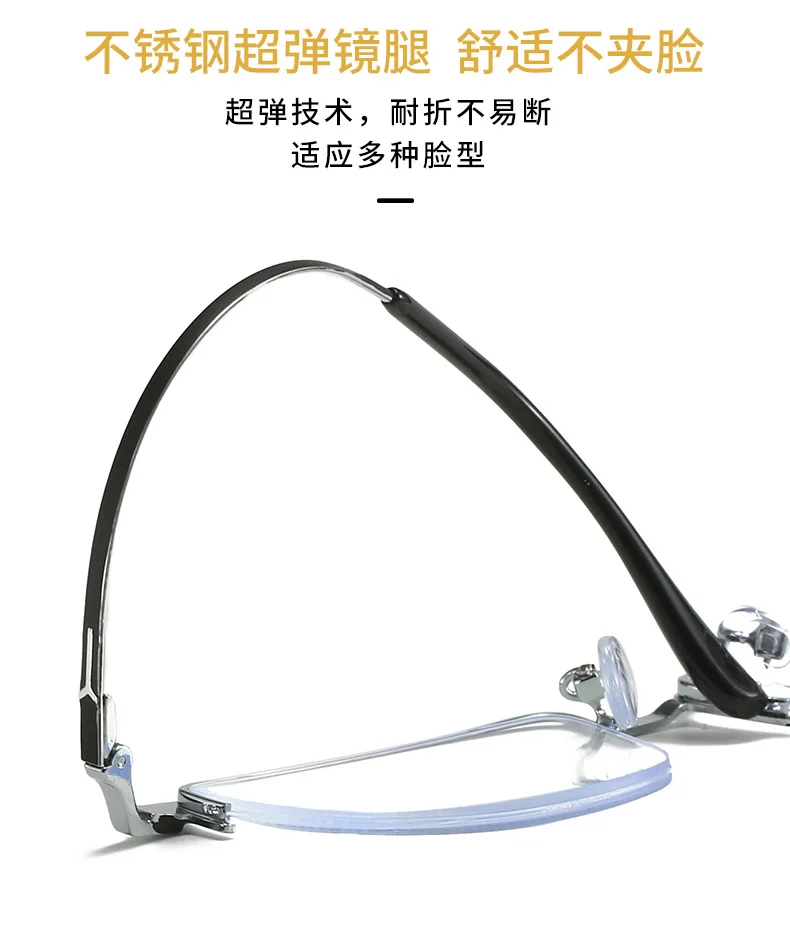 Neue Titan Legierung Rahmen Glas Lesebrille Für Männer High Definition Augenschutz Echtes Metall Halb Rahmen Hohe Qualität Busi – Detail 5