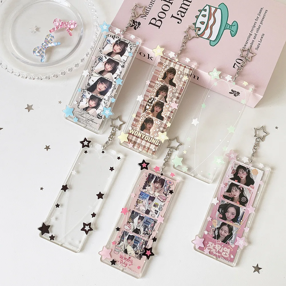 Pentagram Four-grid Card Cover Acrylic Star Chasing Small Card Collectors Pendant Card Cover Bag Pendant
