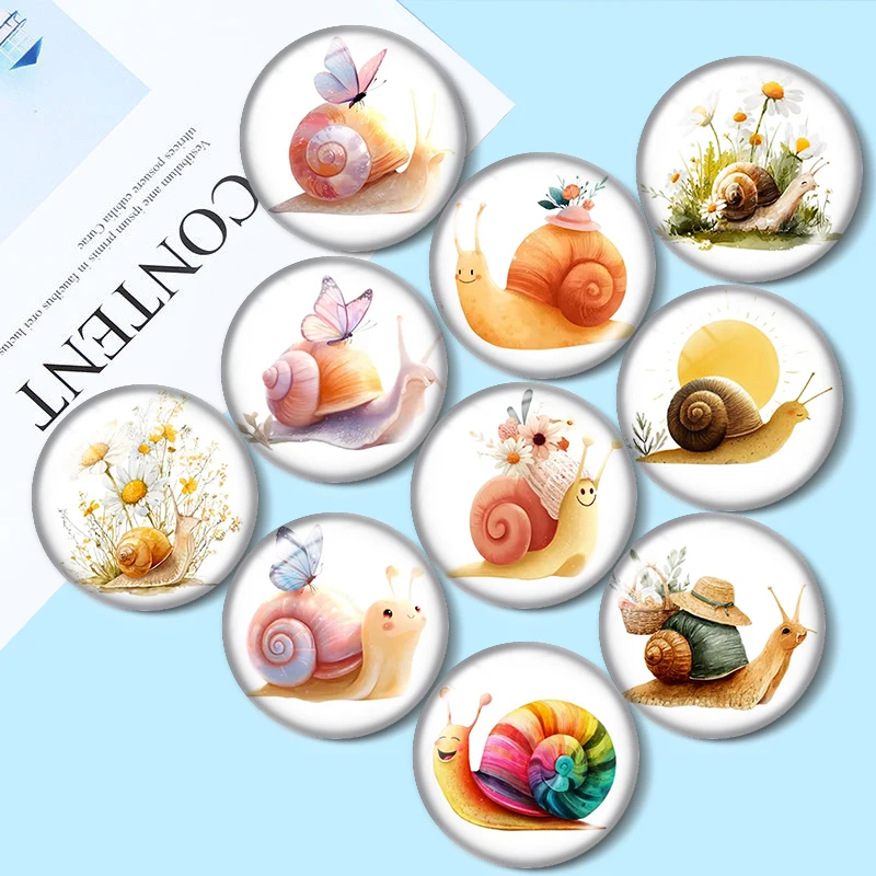 Cute  Flower Snail 12/18/20/25mm glass cabochon  bracelet pendant rings for jewelry demo earrings back Making findings