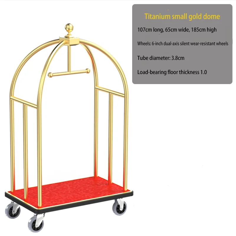 Custom Portable Metal Hotel Luggage Trolleys with Modern Design New Stainless Steel Hotel Lobby Removable Feature