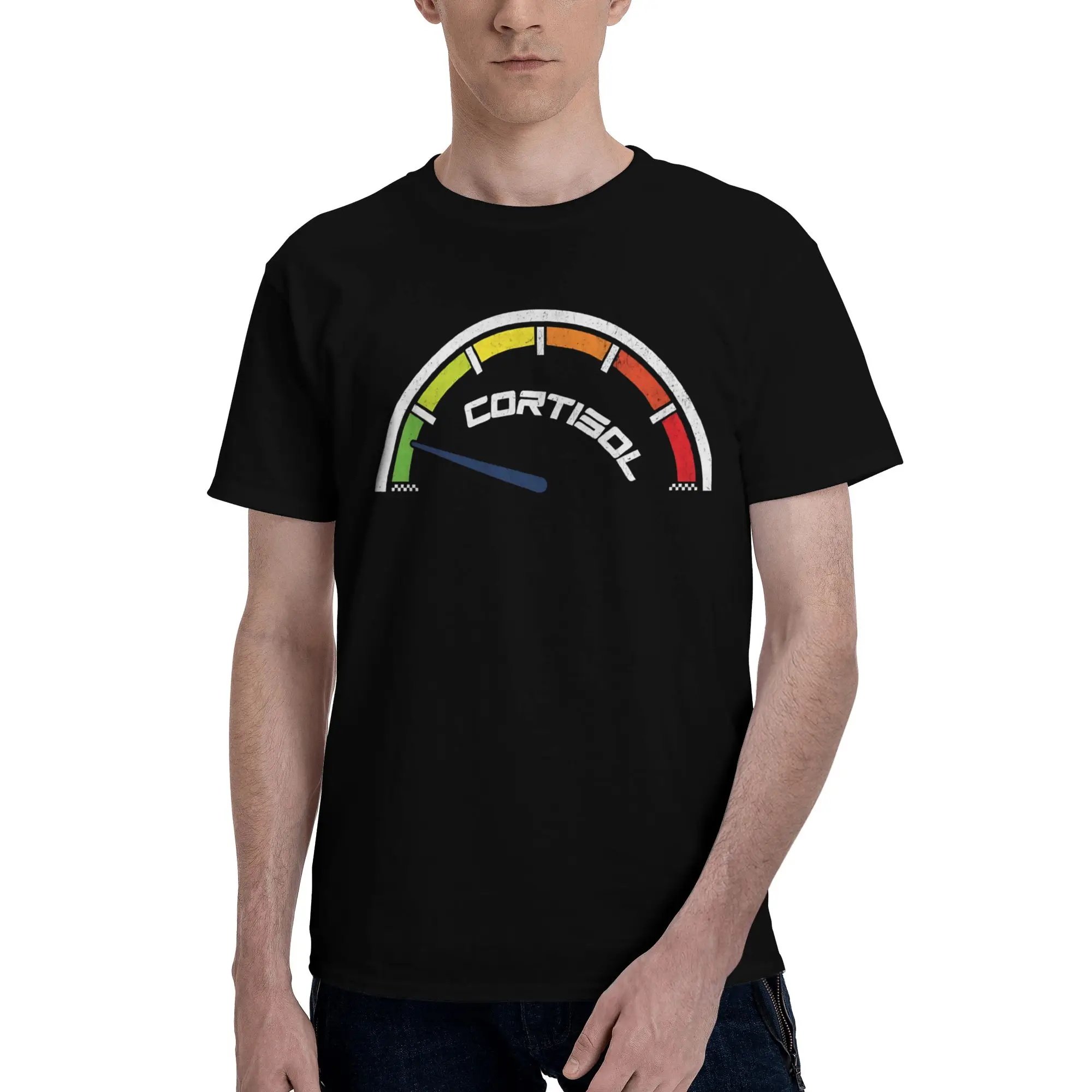 Low Cortisol Levels Meme Funny 100% Cotton T-Shirt  Tees Tops For Men