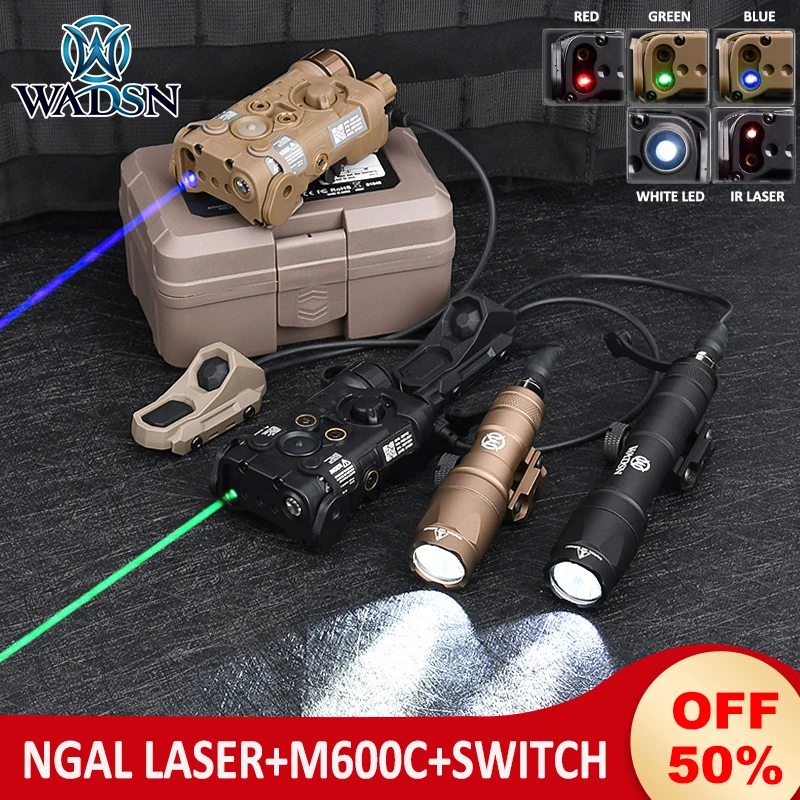 

Wadsn Tactical NGAL Airsoft Red Green Blue IR Laser Sight M600C Spotlight Ngal White LED Strobe Scout Light UNAxon Button Switch