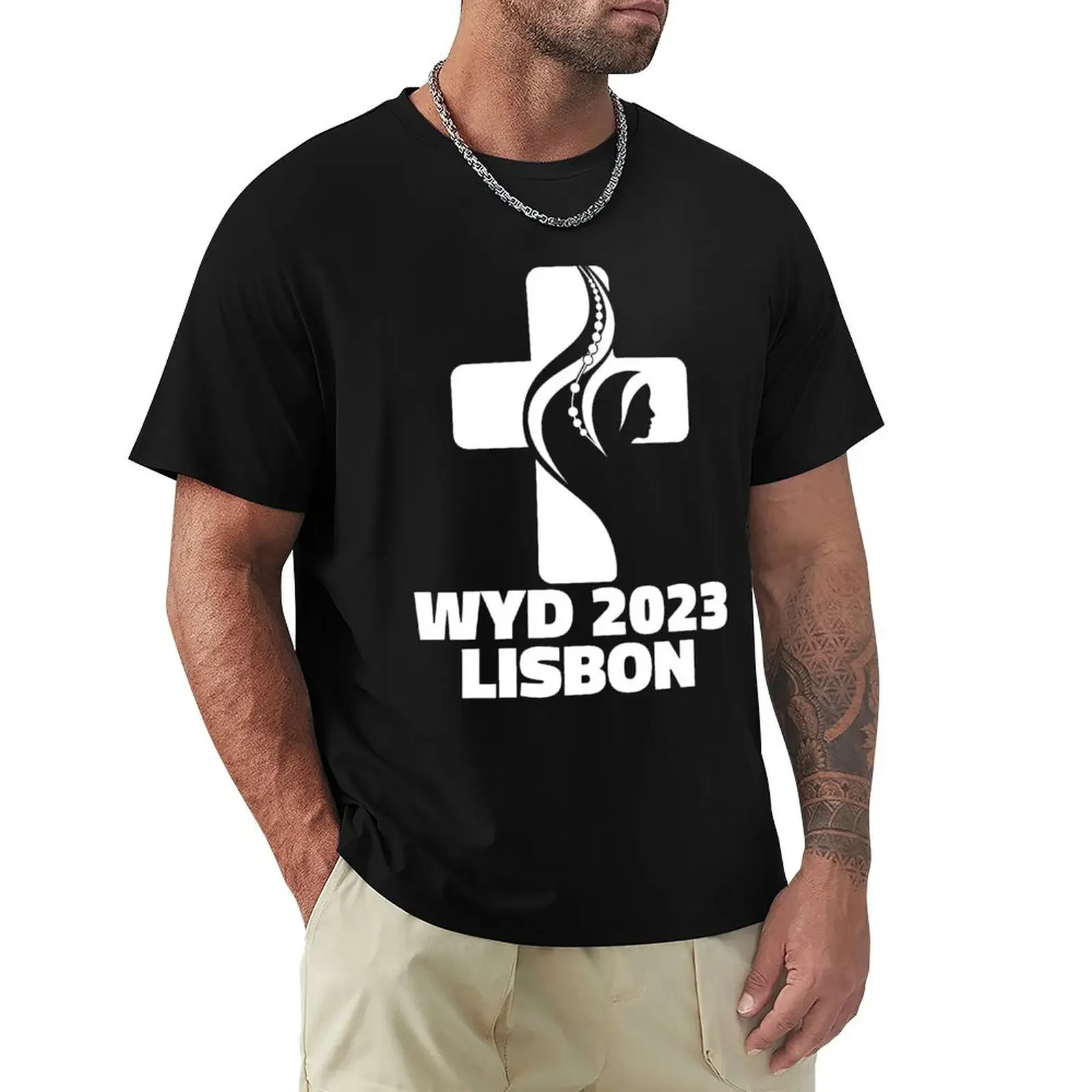 WYD World Youth Day Lisbon 2023 official logo green v2 T-Shirt oversized graphic tee kawaii clothes mens big and tall t shirts