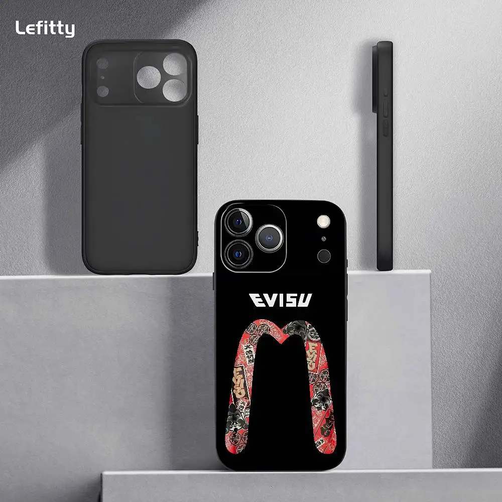 Модный логотип бренда E-EVISU-SU Чехол для телефона для IPhone 17, 16, 15, 14, 13, 12, 11 Pro Max Plus Mini, черный, матовый, мягкий корпус, принципиально Модный логотип бренда E-EVISU-SU Чехол для телефона для IPhone 17, 16, 15, 14, 13, 12, 11 Pro Max Plus Mini, черный, матовый, мягкий корпус, принципиально