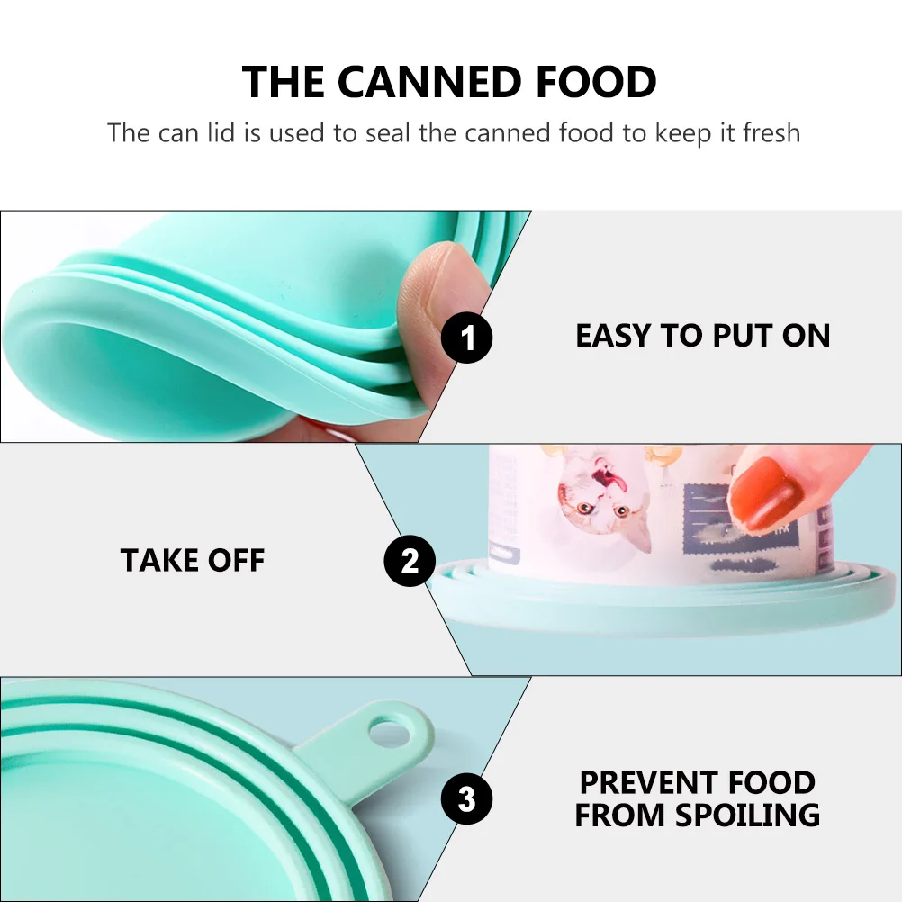 

4 Pcs Silicone Can Covers Food Grade Safe Material Pet Can Lid Sealed Spoon Cat Dog Tin Feeding Storage Fresh Long