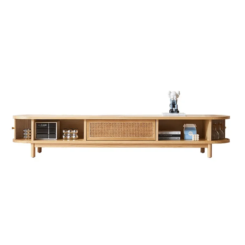 

Retro rattan, TV cabinet ash wood, household small apartment, Japanese-style wabi-sabi