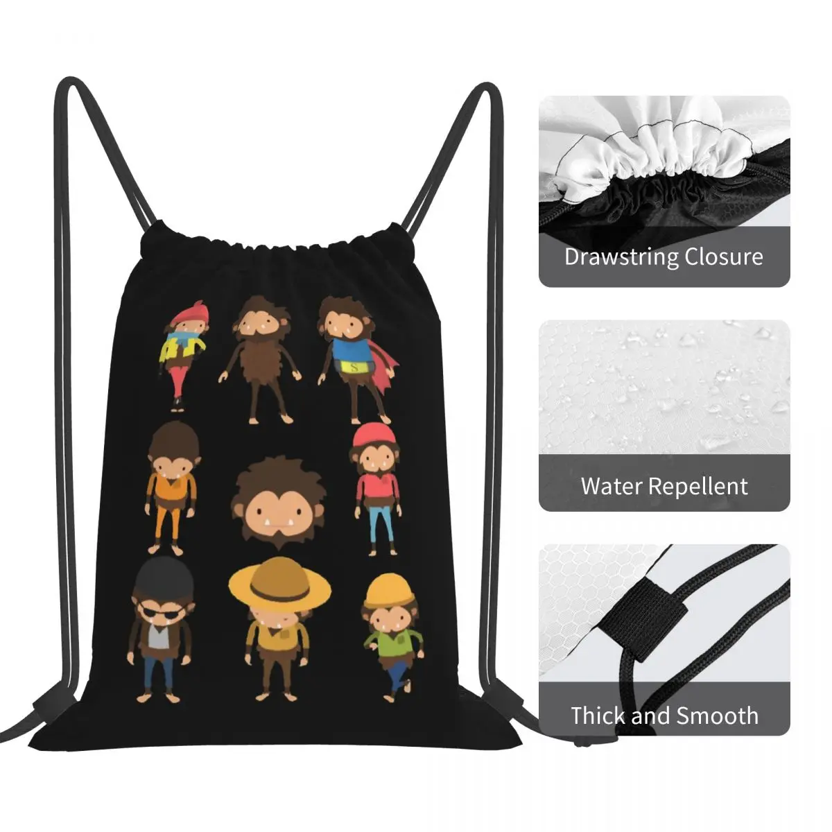 Sneaky Sasquatch Poster Backpacks Multi-function Portable Drawstring Bags Sports Bag Book Bags For Travel School