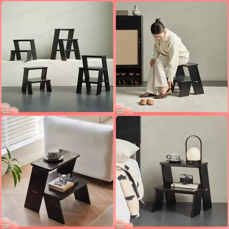 Solid Wood Step Ladder for Home Use Multifunctional Sturdy Low Stool Non Slip Kitchen Footstool Living Room Entryway Shoe