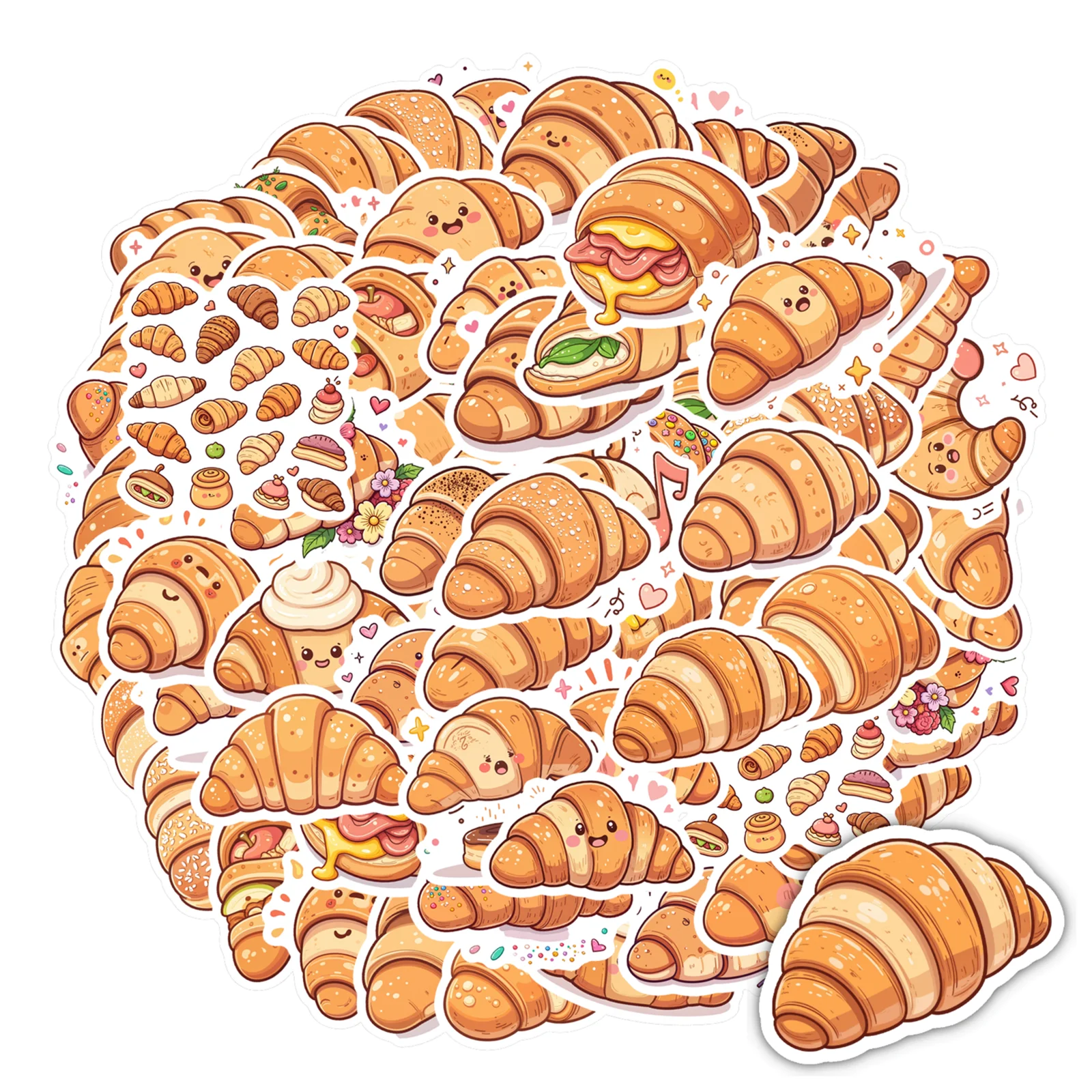 35 UDS-100 Uds. Calcomanías multicolores pegatinas de croissant pegatinas de comida de pastelería artículo de panadería pegatinas para cuadernos equipaje teléfonos
