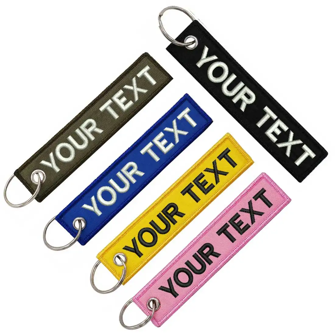 Personalized Double-sided Embroidery Keychain, Custom Your Own Text Tag Keychains for Motorcycles Cars Scooters Key Decoration