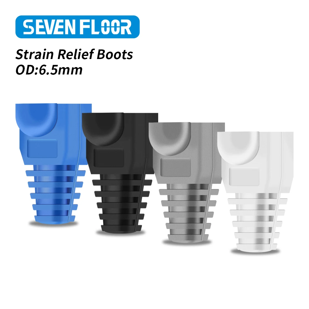 50pcs/100pcs Ethernet Network Cable Strain Relief CAT6 CAT5E Boots Cable RJ45 Connector Plug Cover OD 6.5mm