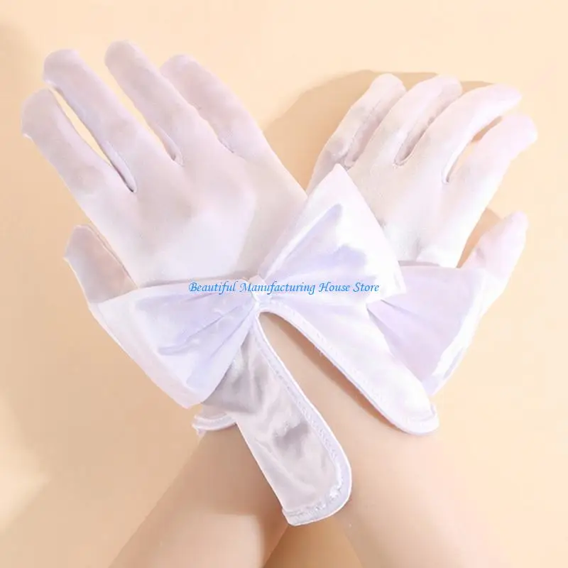 ถุงมือ E56a ถุงมือสั้นสีขาวสั้นสำหรับ Proms Concert Concert Evening Banquet Accessory Gloves Short