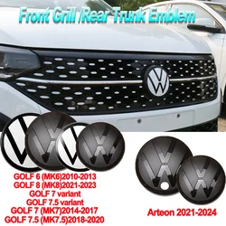 1Set Car Front Grill/Rear Emblem Lid Covers Logo Sticker For VW GOLF 6 7 7.5 8 GOLF 8 7 7.5 variant Arteon Auto Accessories