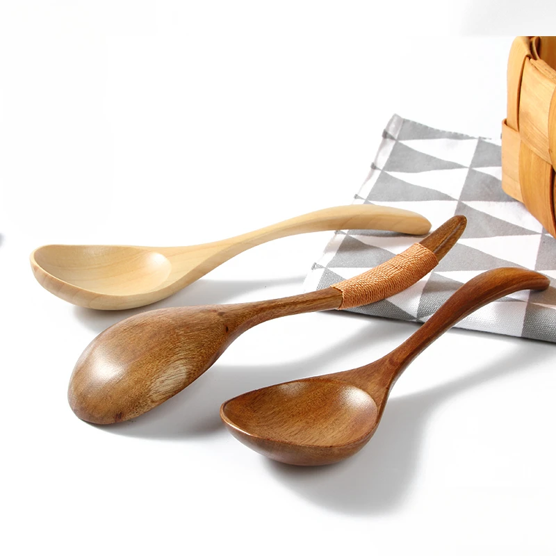 Wooden Spoon Set Solid Wooden Soup Spoon Japanese Bento Spoon Eat Drink Soup Special Dining Room Kitchen Tableware Accessories