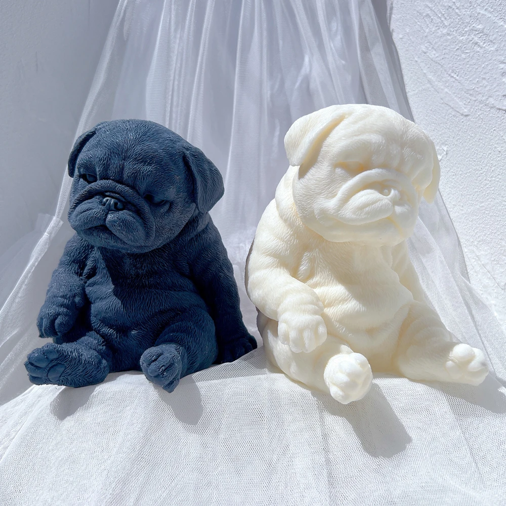 

Sitting Sleeping Pug Dog Puppy Candle Mold Animal Puppies Soy Wax Silicone Mould Dog Lover Home Decor