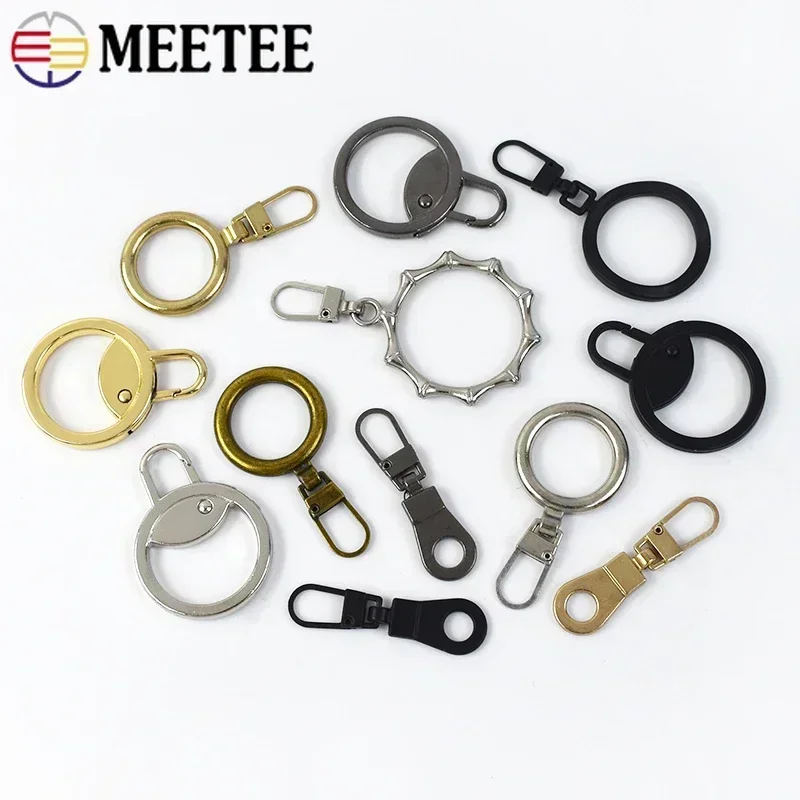 5/10Pcs Meetee Zipper Puller Head Detach O Ring Spring Buckle Zip Handle Clothes Decoration Zippers Slider Luggage Tag Zips Pull image 3