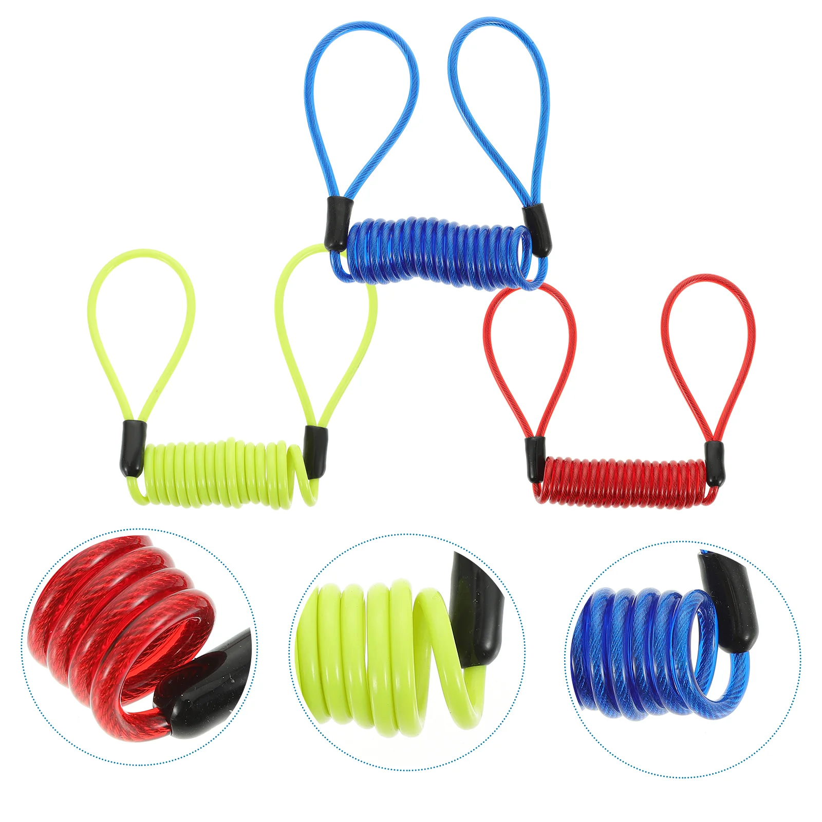 

3 Pcs Self-Coiling Cable Safety Wire Reminder Rope Bike Lock Disc Alarm Motorcycle