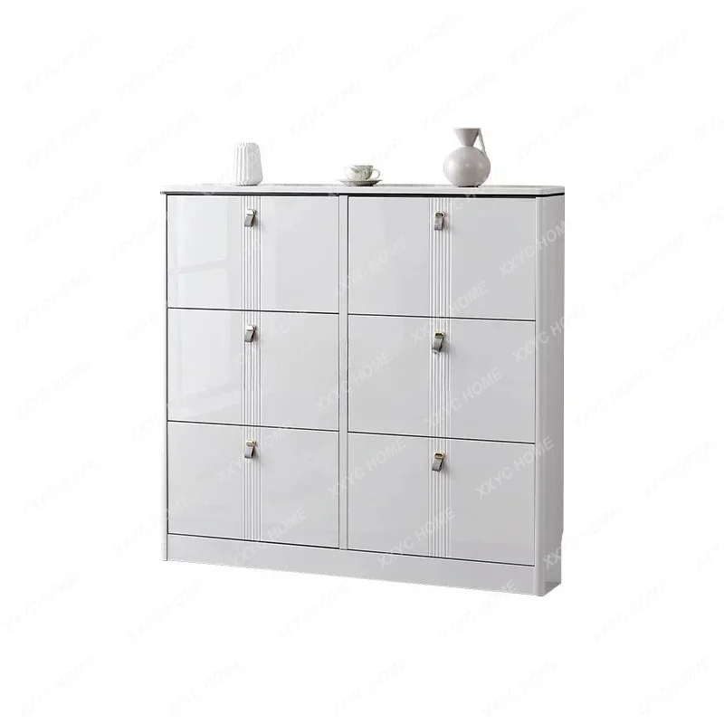 Home light luxury paint ultra-thin tipping bucket shoe cabinet home door simple and modern