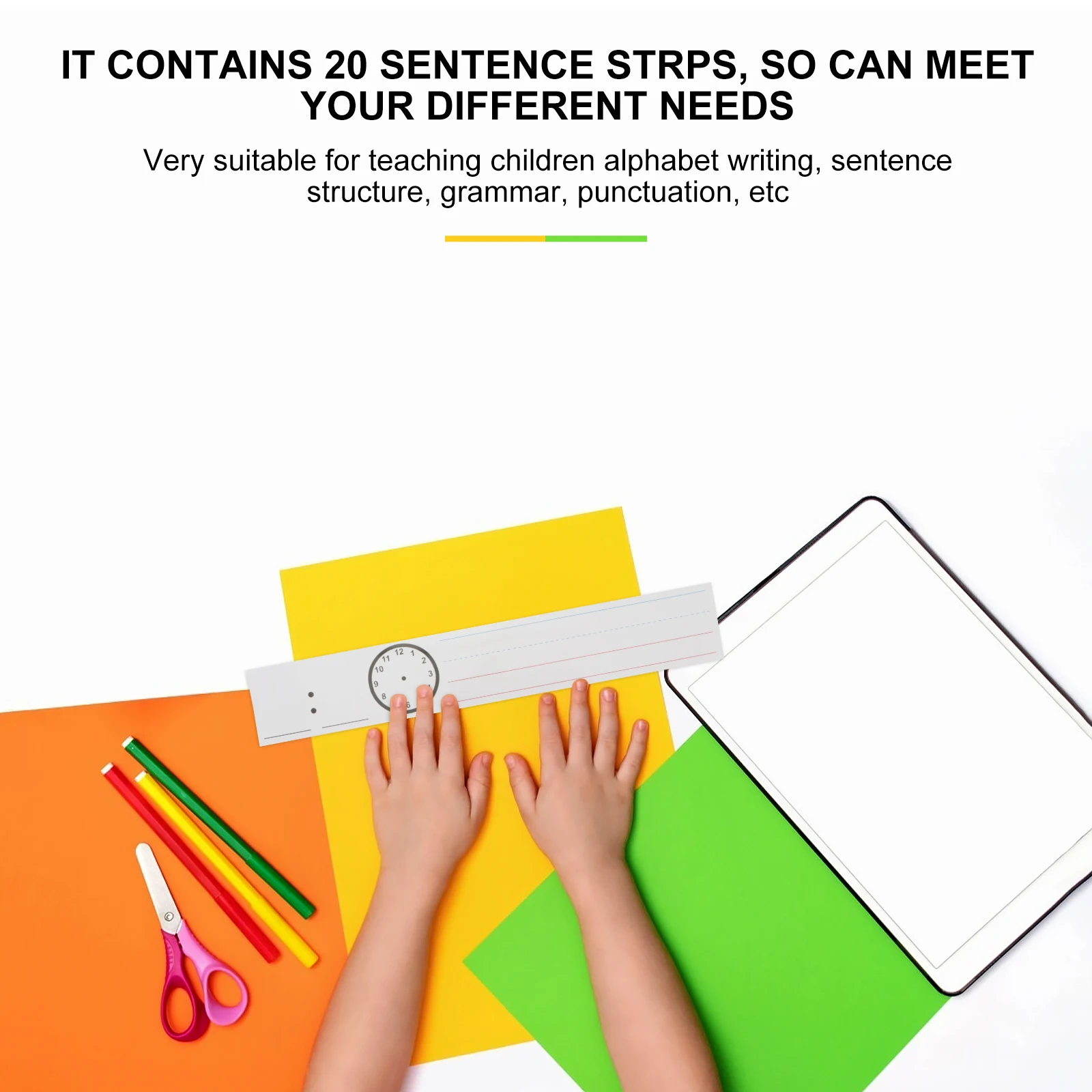 

20 pcs Dry-Erase Sentence Strips Reusable Learning Cards For Kids Alphabet Grammar Practice School Office Supplies Puzzle Tools