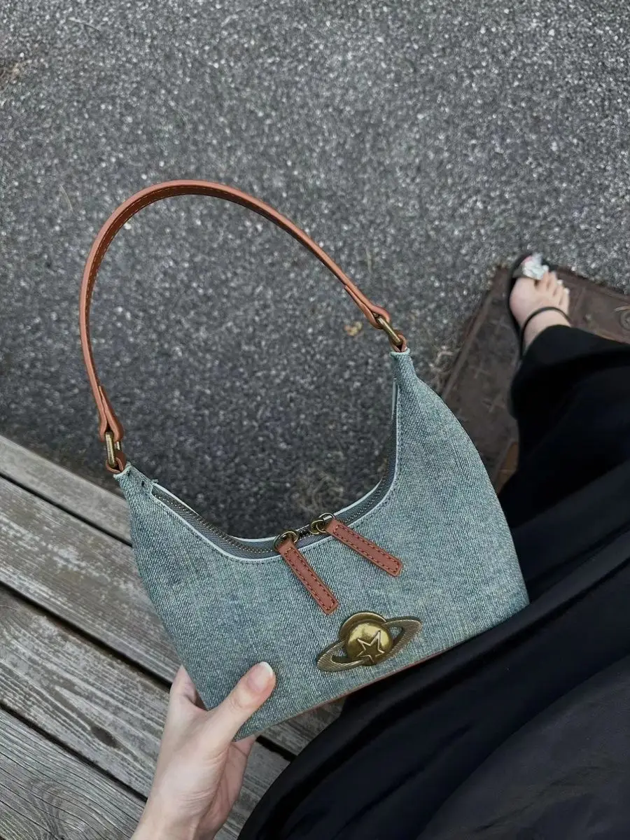 Denim Bag Women New Luxury Shoulder Bag Hadnbag Retro Office Lady Purses and Handbags Hasp LOCK Girls Bag