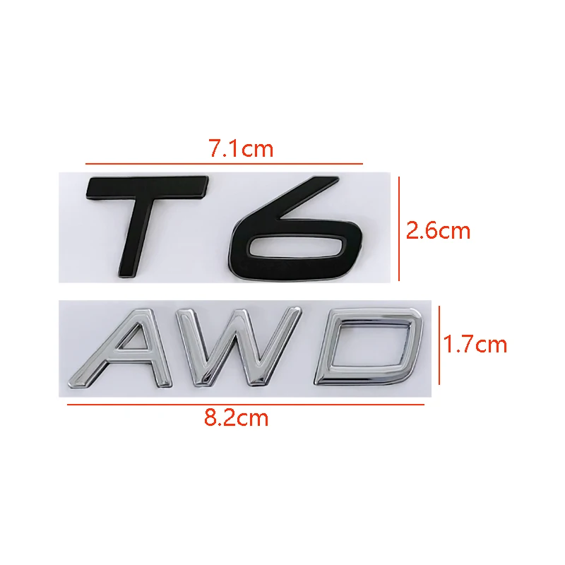 3d Metal T5 Logo T6 Emblem AWD Letters Car Trunk Badge For S60 C30 850 S40 V40 V70 XC60 V50 S70 C70 V90 T5 T6 AWD Sticker