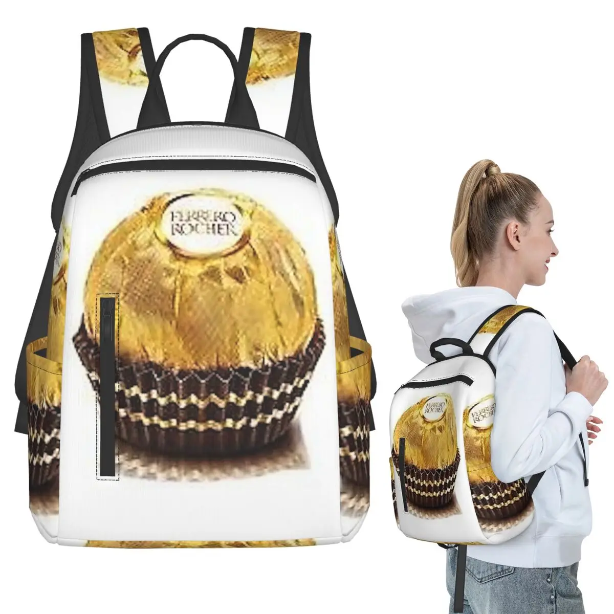

Рюкзак Ferrero Rocher, студенческая сумка для книг, детская школьная сумка, сумки через плечо для компьютера, мужские и женские сумки