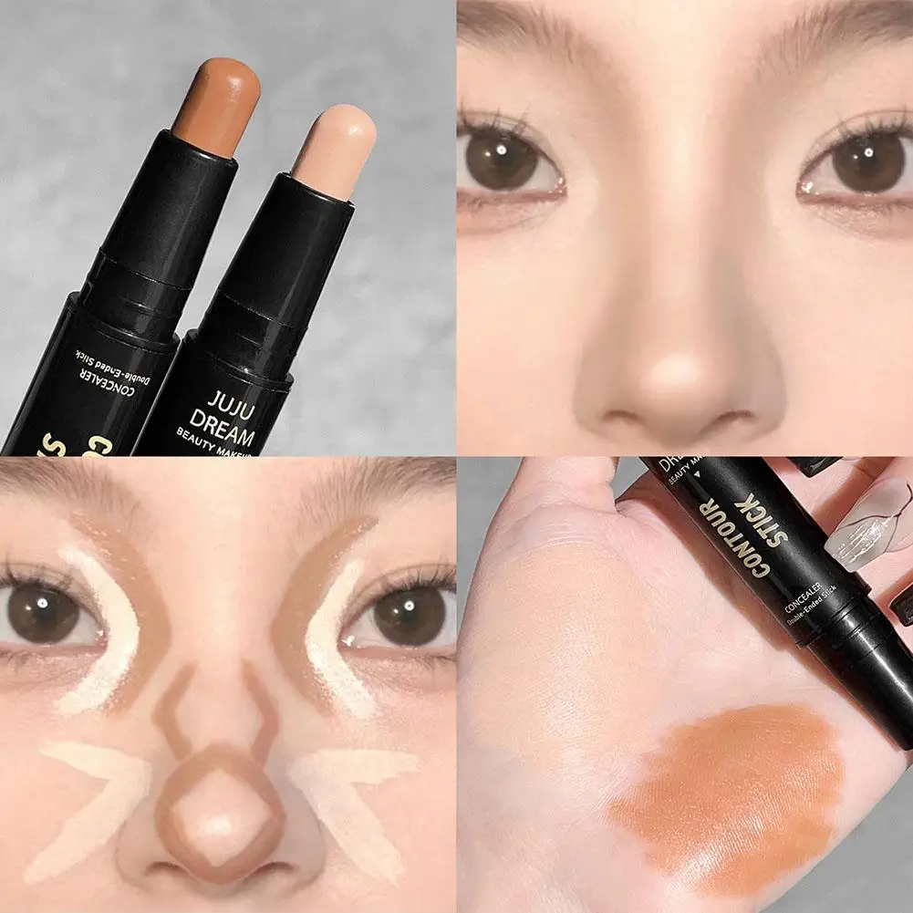 Highlighter Contouring Stick 2 In 1 Concealer Nose Shadow Repair Powder Concealer Whitening Ivory Bronzers Pen Makeup For W S2N5