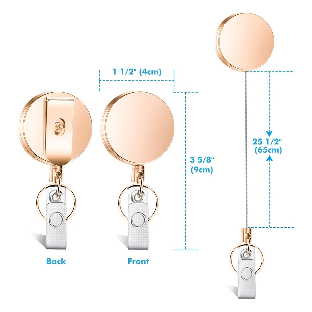 Retractable Nurse Badge Reel Clip Badge Holder Id Card Key Chain Lanyard Clip Students Doctor Rose Gold Badge Clip Office Acc