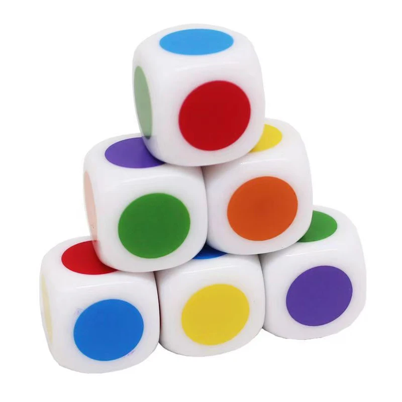 10 pièces dés à Six faces avec points colorés 16MM enfants jeu amusant fournitures d'enseignement en classe Juegos Didácticos Para Niños Kinder Spiel