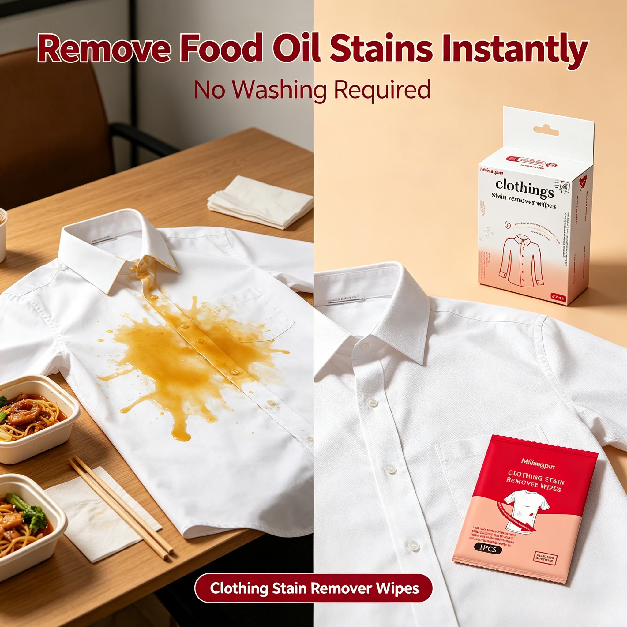 Stain Remover Wipes for Clothes, Used for: White T-Shirts/White Shoes. A Home Essential, Made of Non-Woven Fabric