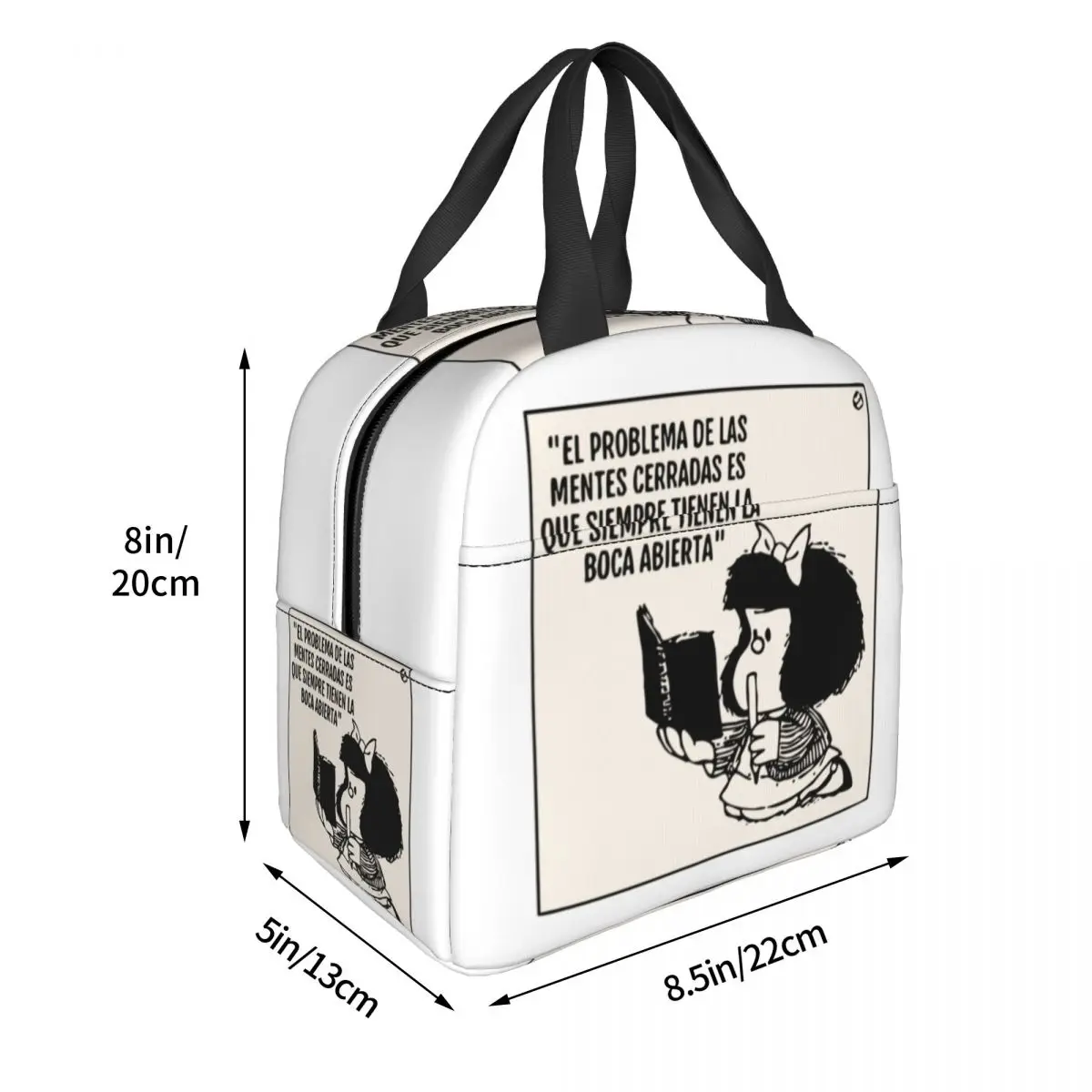 Mafalda-Sac à Déjeuner Isotherme de Dessin Animé Kawaii, Fourre-Tout Thermique, Réutilisable et Étanche, Boîte Alimentaire, Bureau et Extérieur