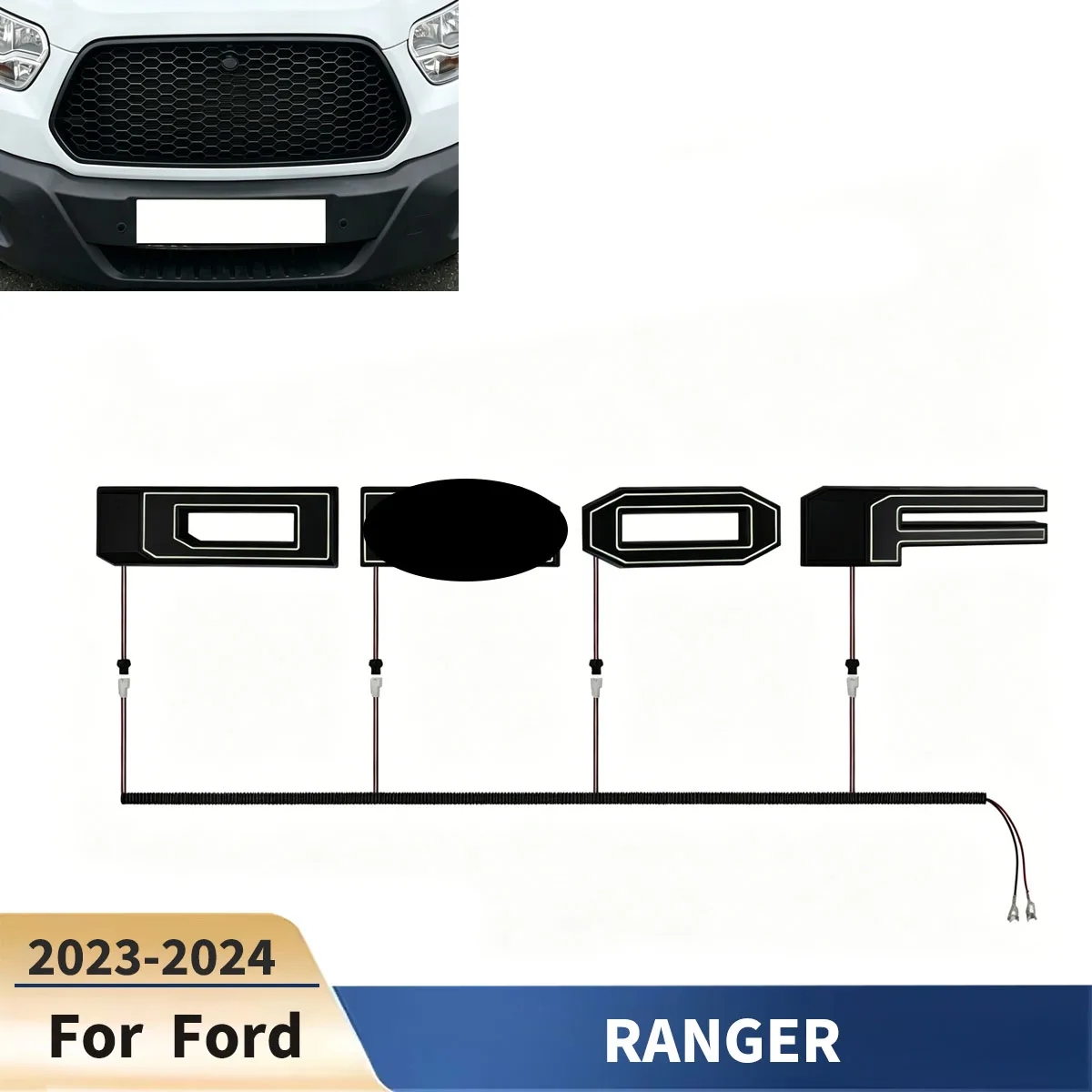 

For Frod RANGER 2023 2024 White LED Glowing Lighted Incandescent 4 Letter for Modified Raptor Grill Grille Luminous Upgrade