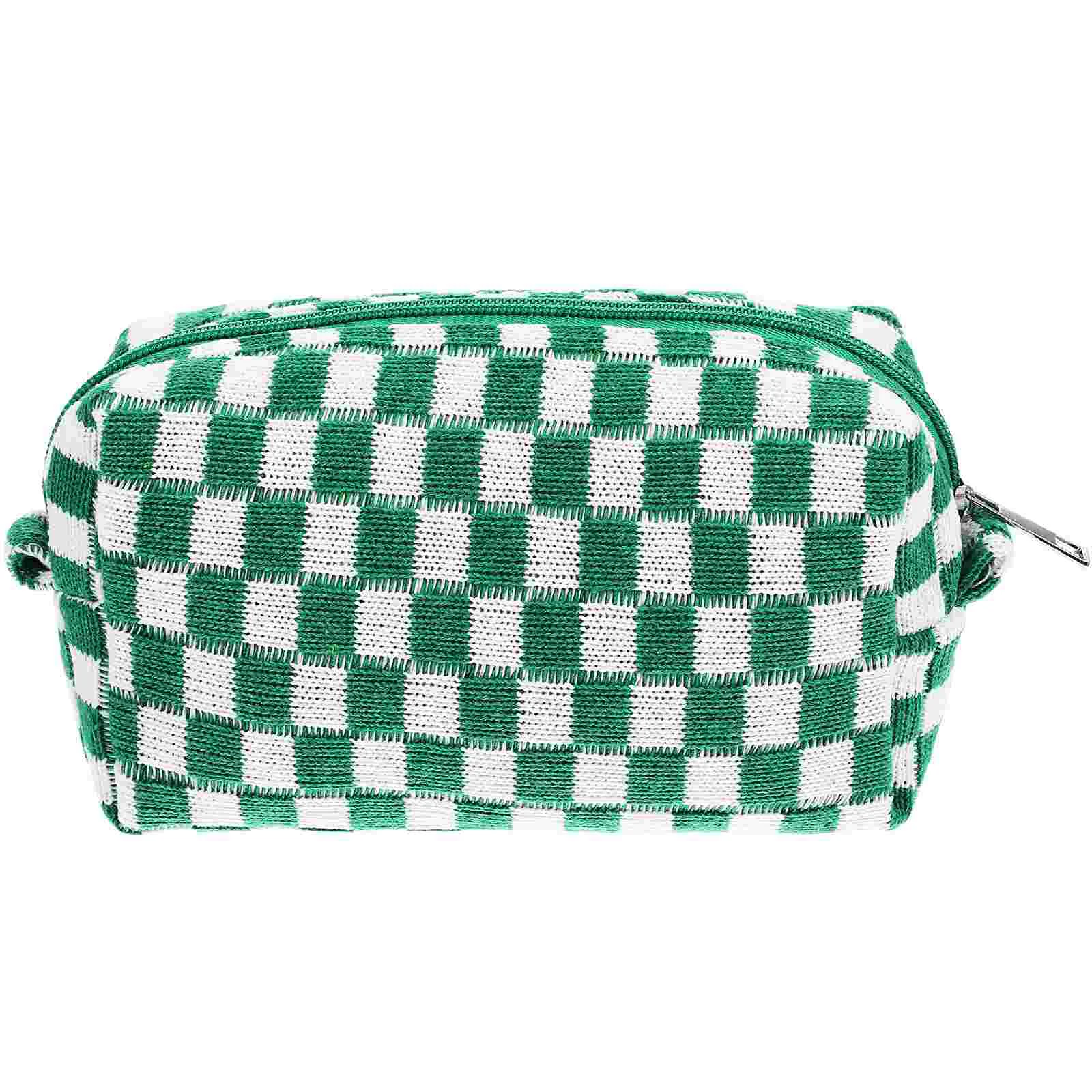 Duffle Bag for Travel Woolen Yarn Makeup Zipper Camping 17X10CM Pouch Light Green Handle Girl Child