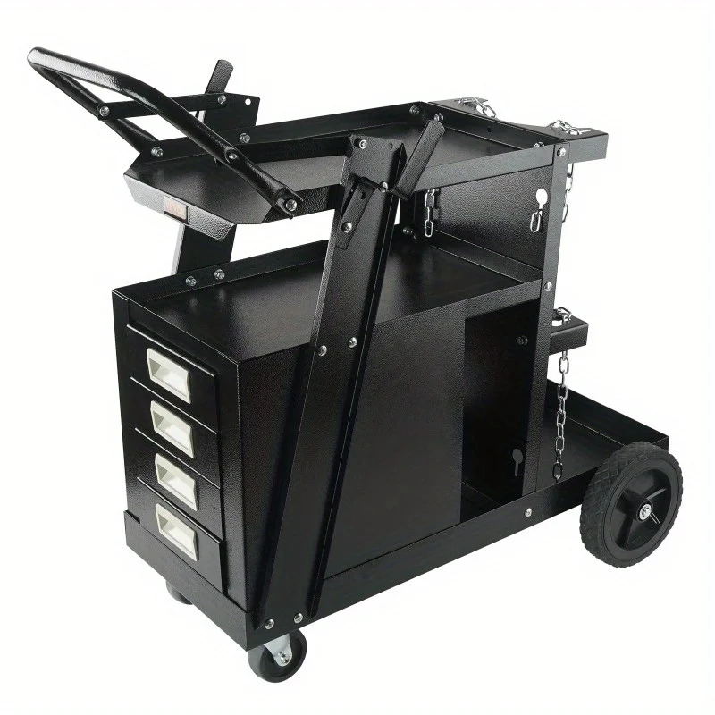 VEVOR Welding Cart, 2-Tier 4 Drawers Welder Cart With 265 LBS Weight Capacity, 360° Swivel Wheels,