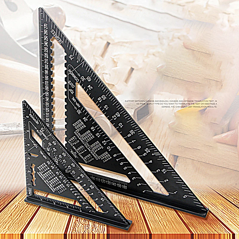 Imagem -04 - Alumínio Alloy Woodworking Triângulo Régua Carpenter Medição Ferramentas Precisão Marker Régua de Ângulo Métrica e Polegadas Gauge