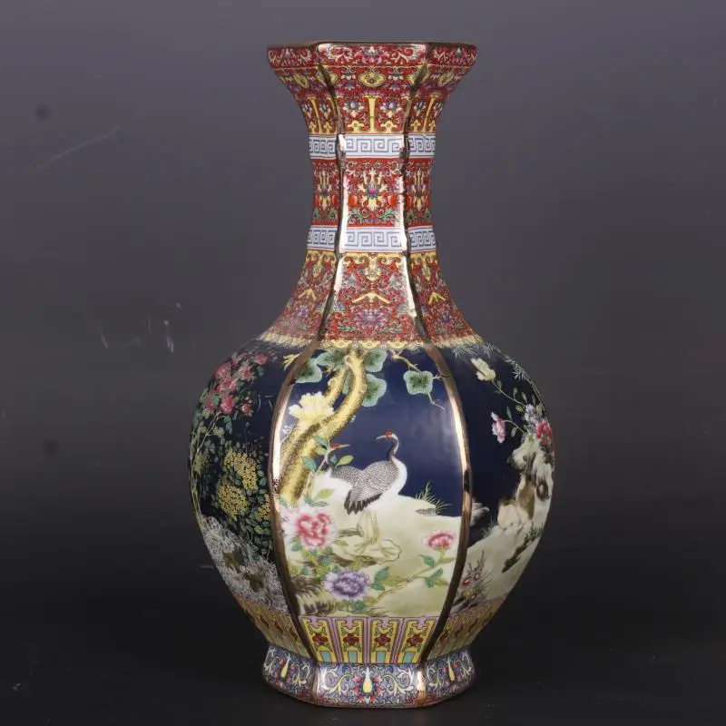 26CM Ceramic Vase Living Room Decoration Enamel Porcelain Home Furnishing Antique Collection