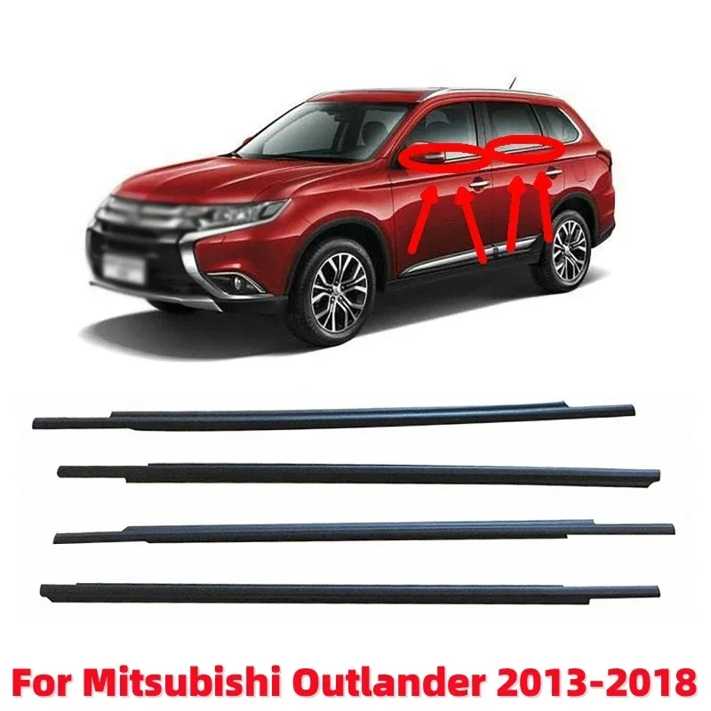 

4Pcs/set Car Window Weather Strip Weatherstrip Side Door Moulding Trim Seal For Mitsubishi Outlander 2013-2018
