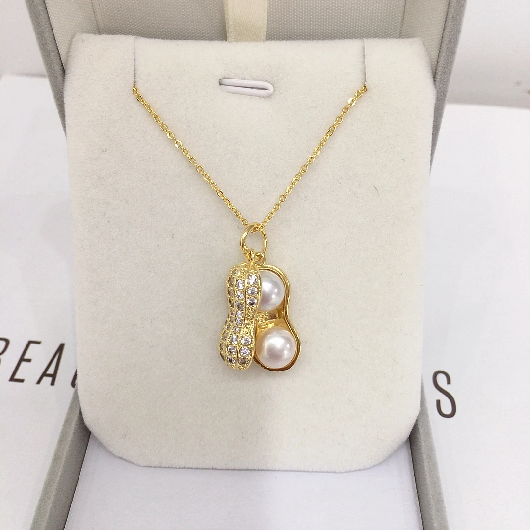 ZHBORUINI Natural Freshwater Pearl High Brightness Pendant For Women Luxurious And High-End Peanut Pearl Pendant Jewelry Gift