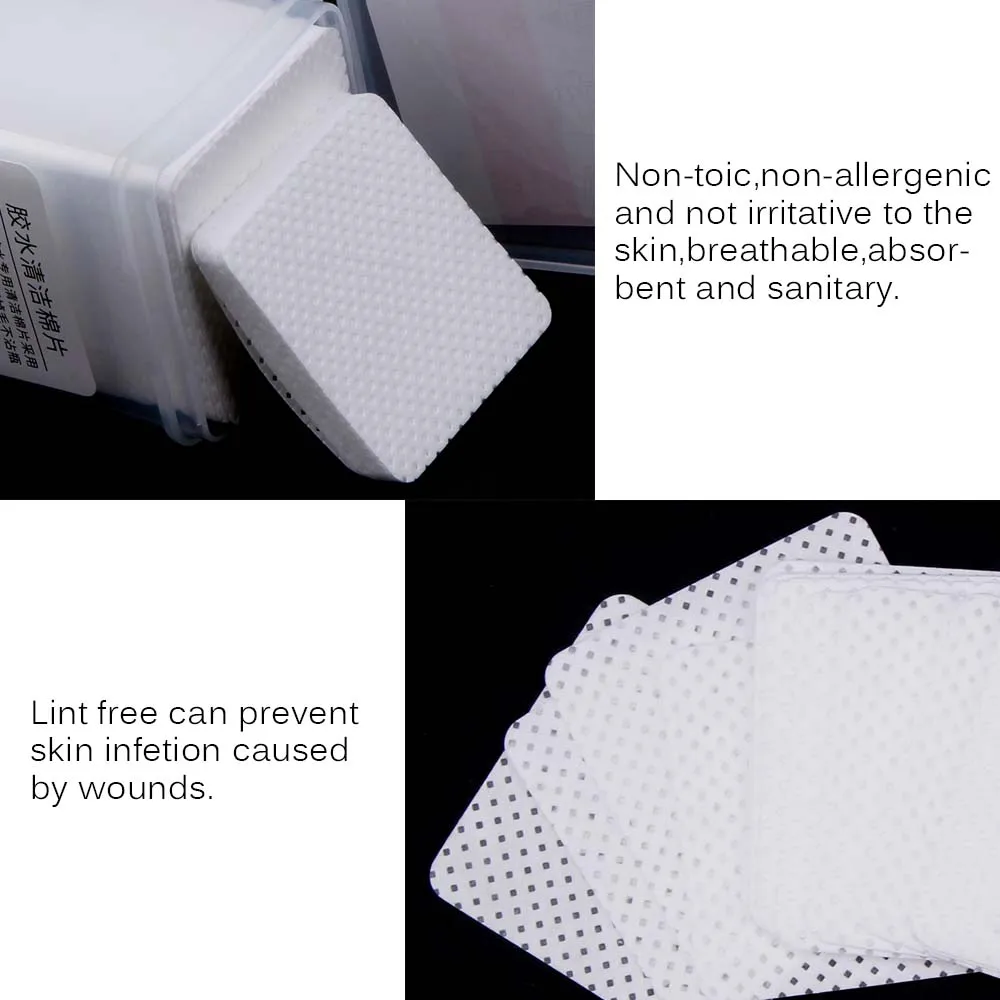 200Pcs Lint Free Nail Wipes Polish Remover Cotton Nailwipes UV Gel Tips Cleaner Paper Pad Absorbent Soft Removal Manicure Tools