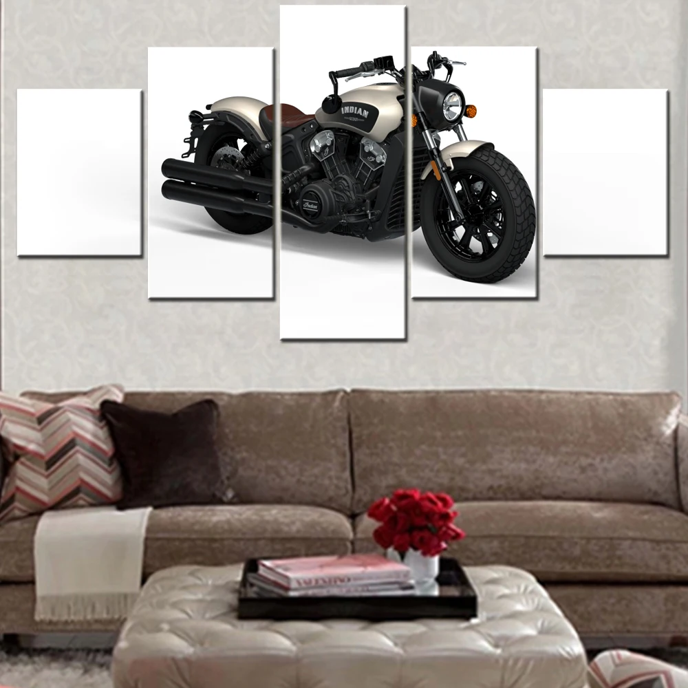 

5 Pieces Canvas Wall Arts Poster Painting Bikes Indian Scout Bobber 2025 Wallpaper Home Decor Picture Printing Living Room Mural