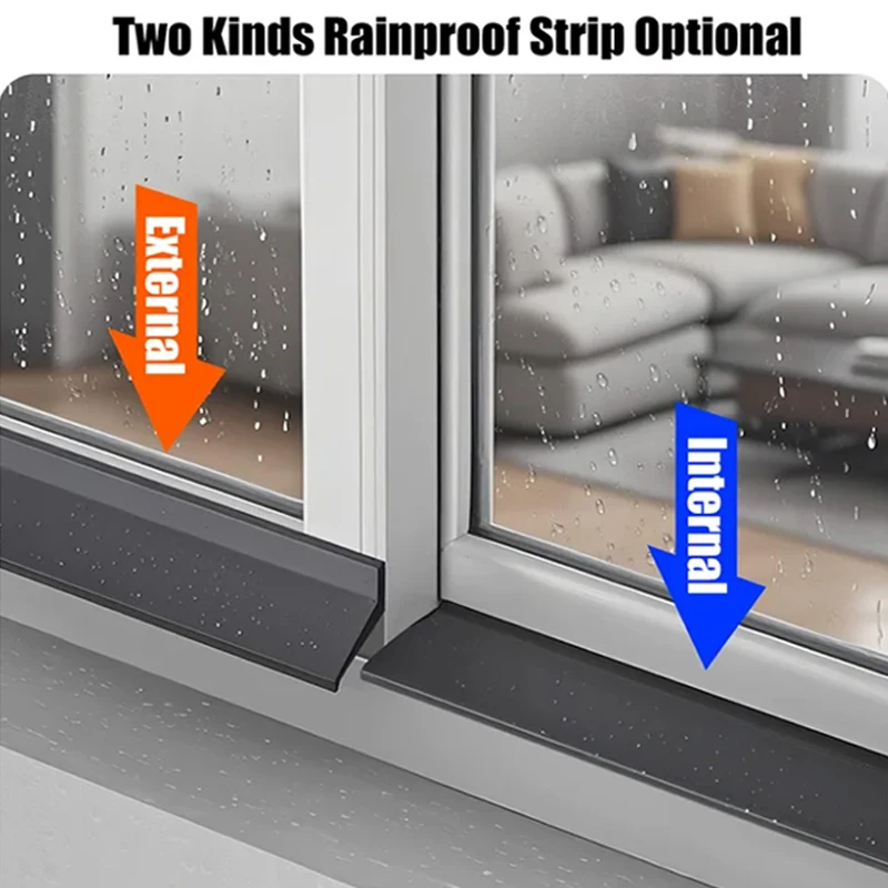 Waterproof Baffle Rainproof Water Backflow Sealing Strip Sill Edge Water Guide Plate Aluminum Sliding Window Water Blocking Bar image 2