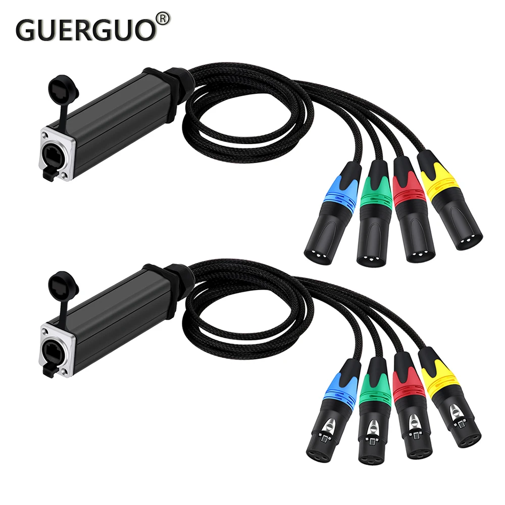 Multi Network Breakout para iluminação de som de palco e estúdio de gravação, 4 canais, XLR, 3 pinos, RJ45 para XLR