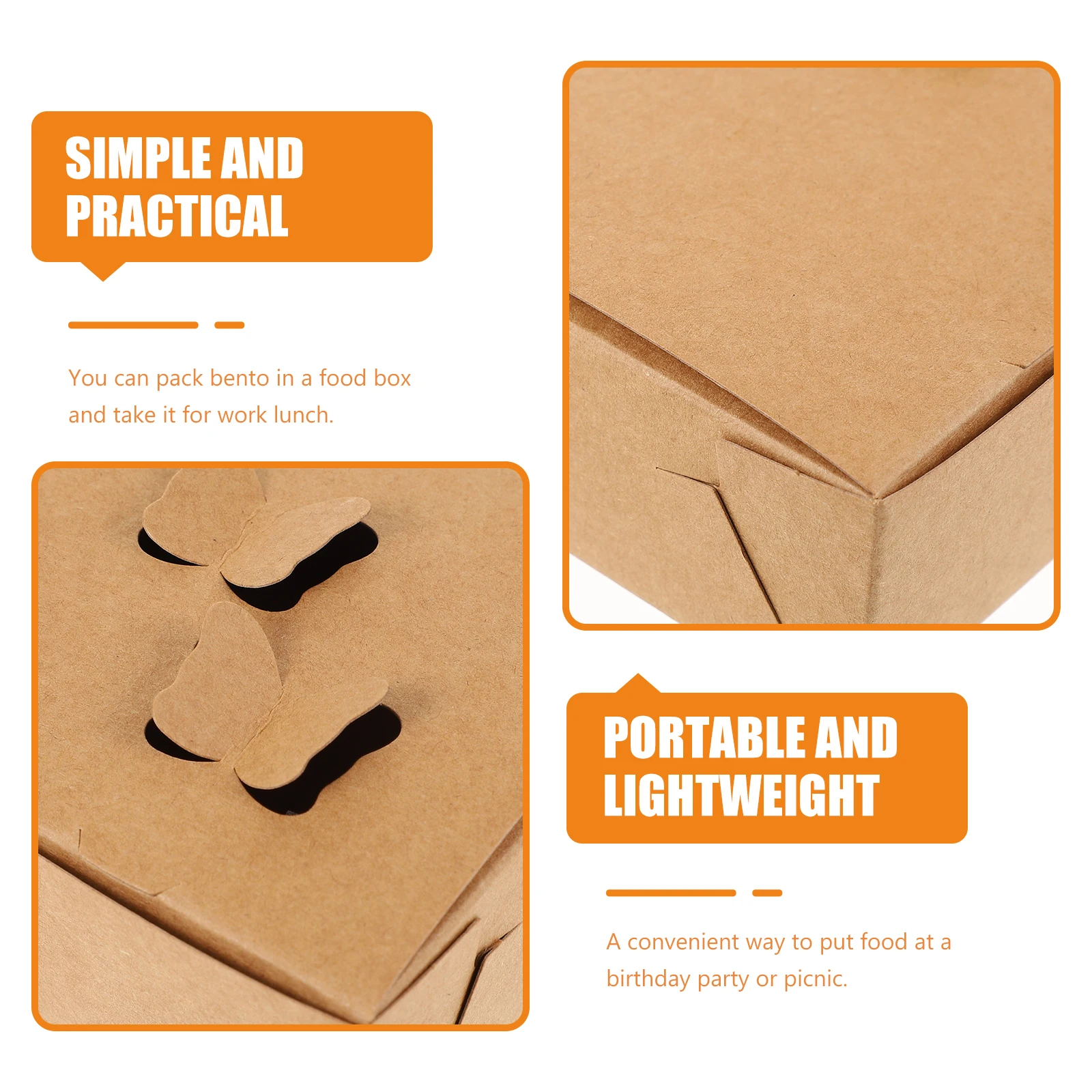 

25pcs Fried Chicken Packaging Boxes Food Packing Cases Khaki Small Office School Picnic Home Restaurant Party