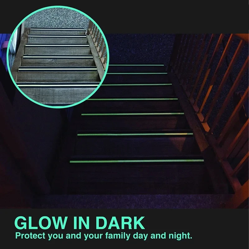 Middle Night Light Anti Slip Warning Tape, Luminous, Reflective, Waterproof, Wear-resistant Staircase Floor Safety Tips Middle N