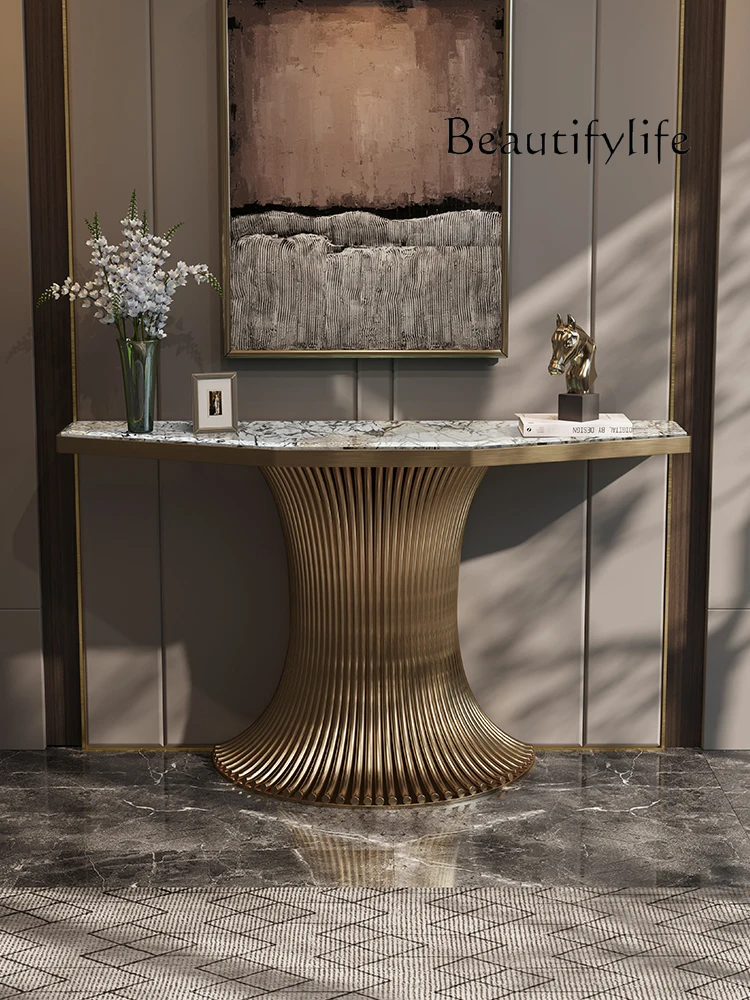 

natural marble entrance table Household entrance cabinet Entry door against the wall High-end atmospheric simple entrance table
