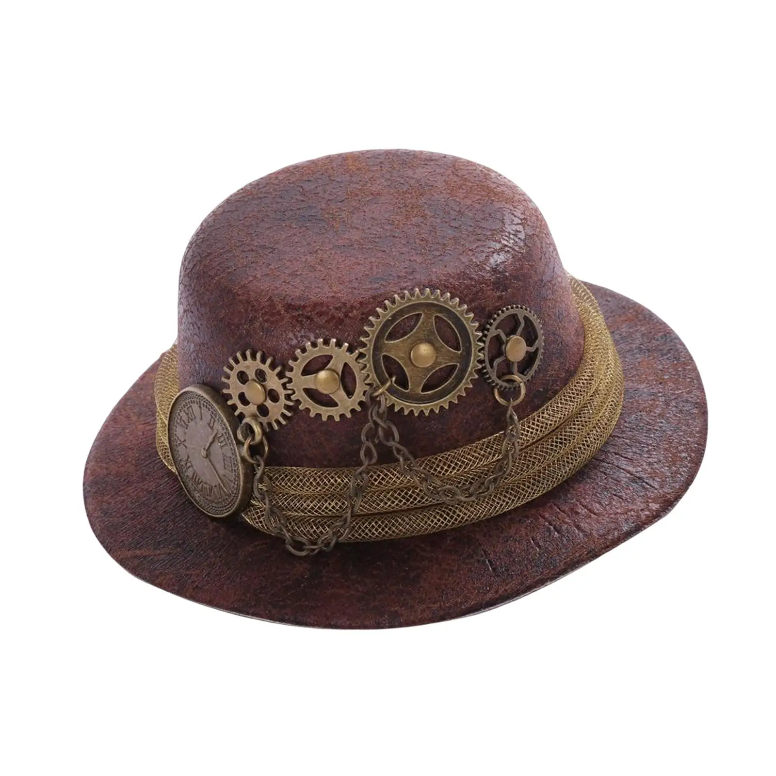 Goth ผู้หญิง Mini Steampunk Top Hat,คลิปผม,หมวกปาร์ตี้อุปกรณ์เสริม,5X2นิ้วสีน้ำตาลสีฮาโลวีน Retro หัวทนทาน