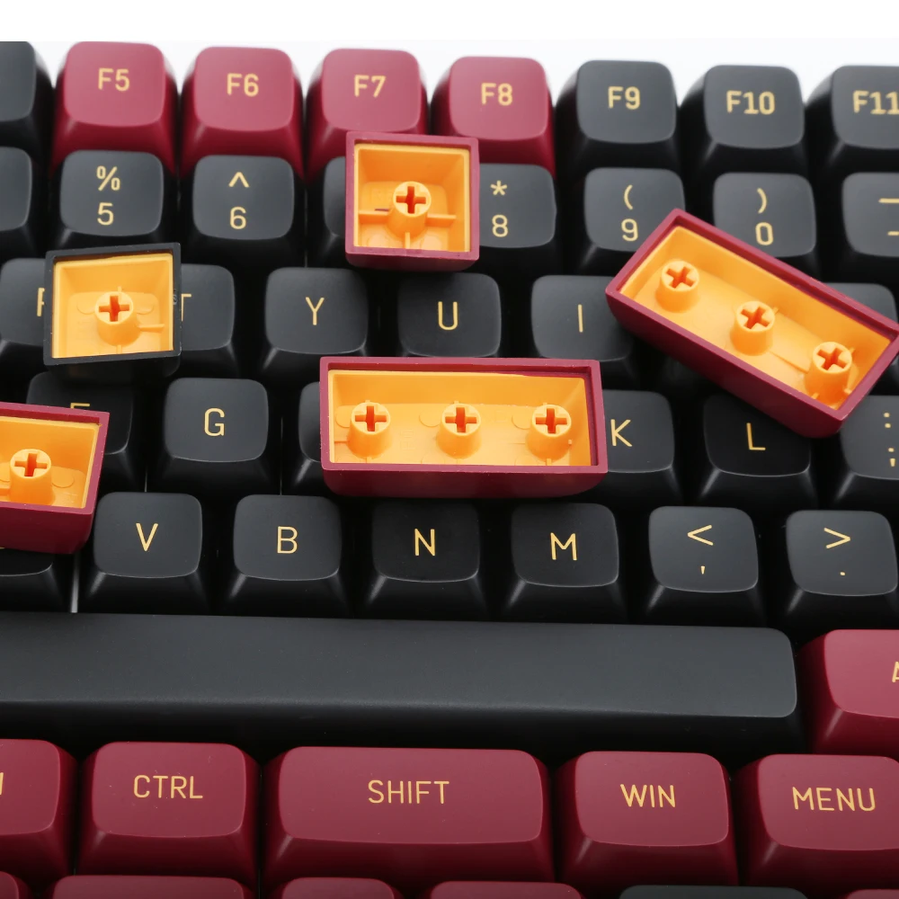 Imagem -03 - Keycaps Pbt Personalizados para Teclado Mecânico Perfil Foundation Dye-sub Estilo Inglês Vermelho e Preto Kit Faça Você Mesmo 150 Teclas