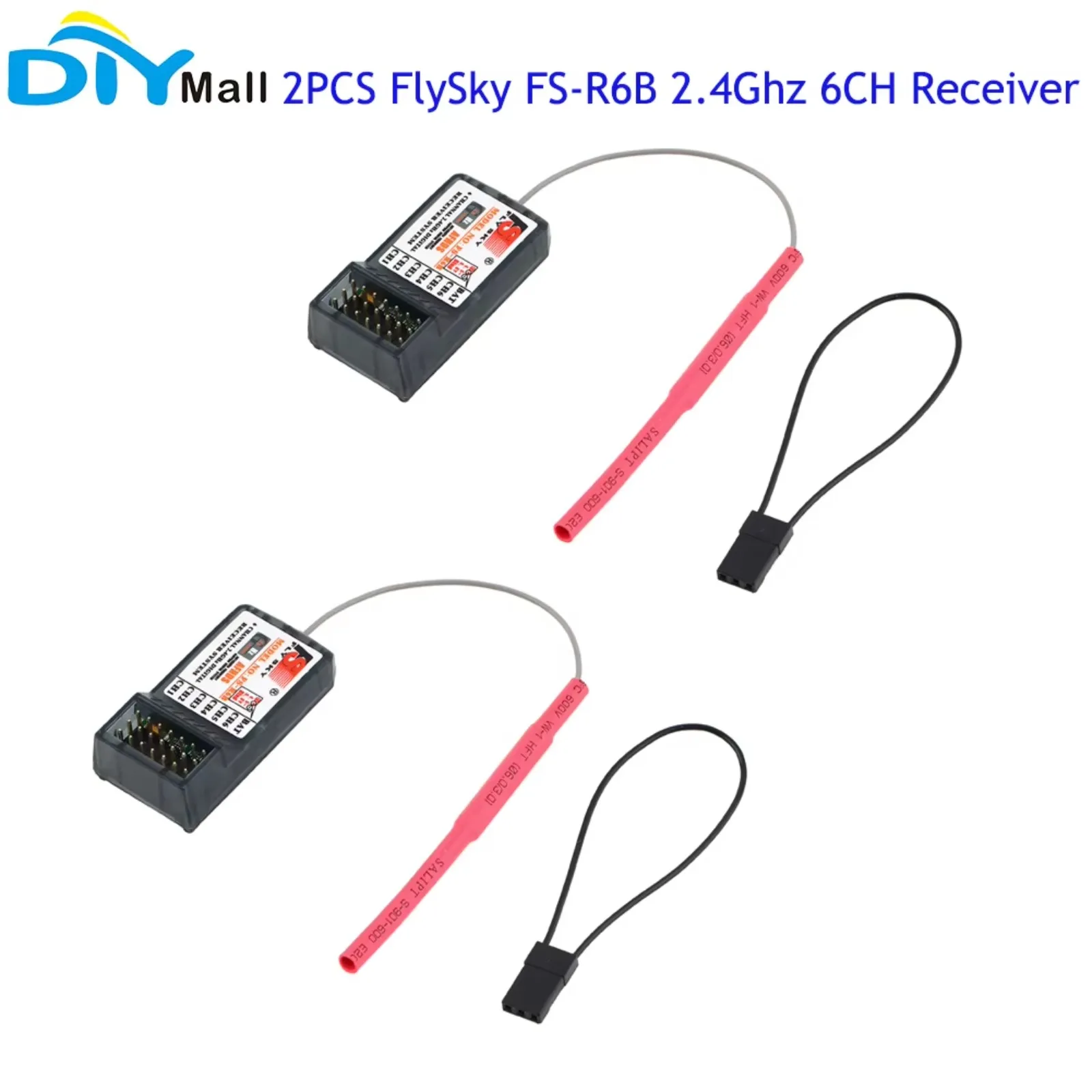 

2PCS FlySky FS FS-R6B 2.4Ghz 6CH 6 Channel Receiver Radio Model Transmitter Remote Control For RC Car FS-TH9X i6 i10 T6 CT6B